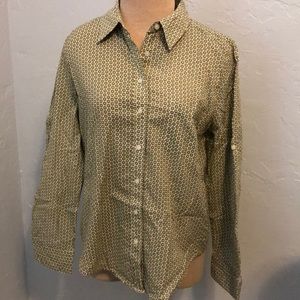 Ann Taylor green & white blouse